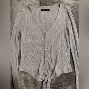 Abercrombie & Fitch Grey Button Up/Tie Knot Top, Women’s XS